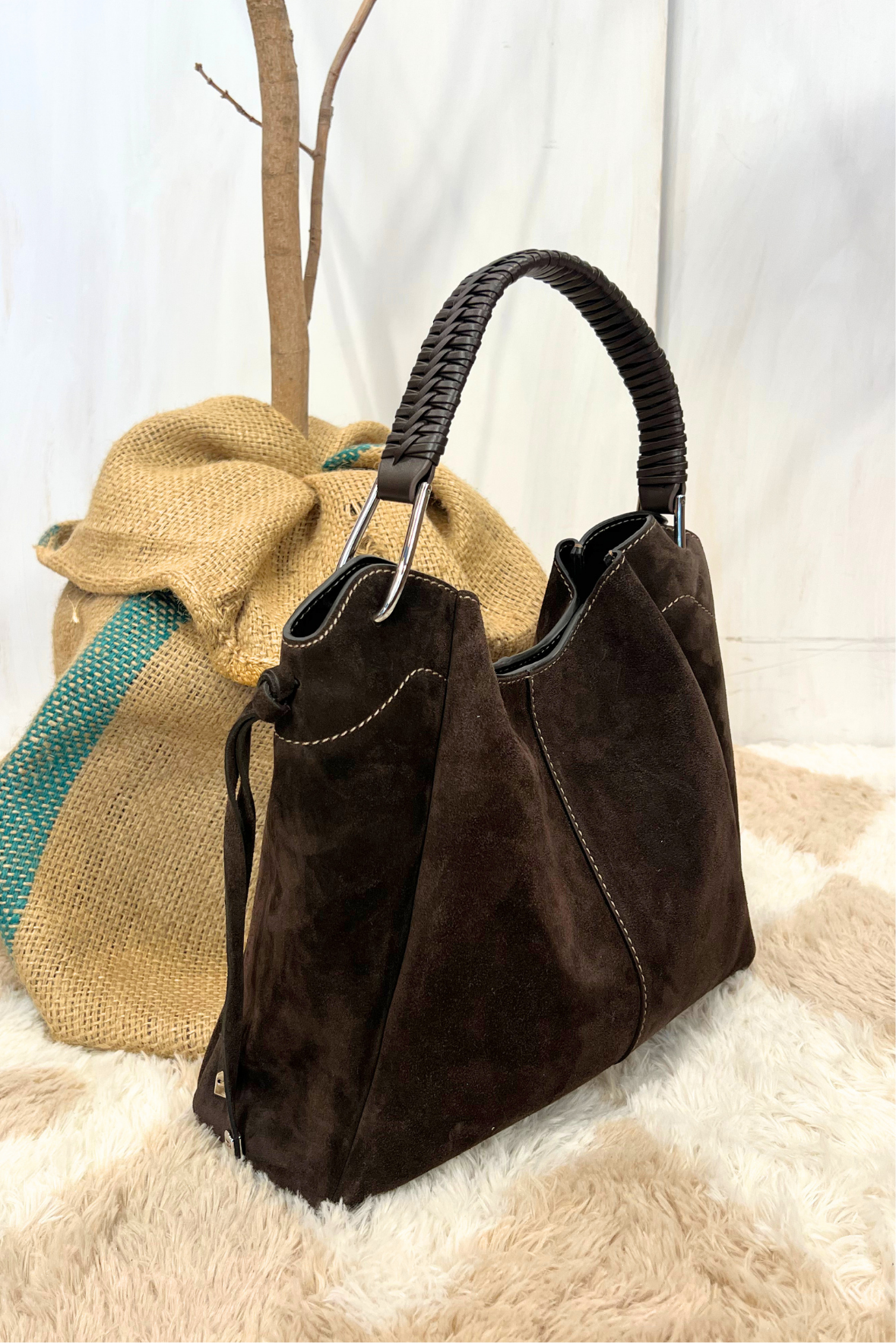 Borsa Era in pelle scamosciata