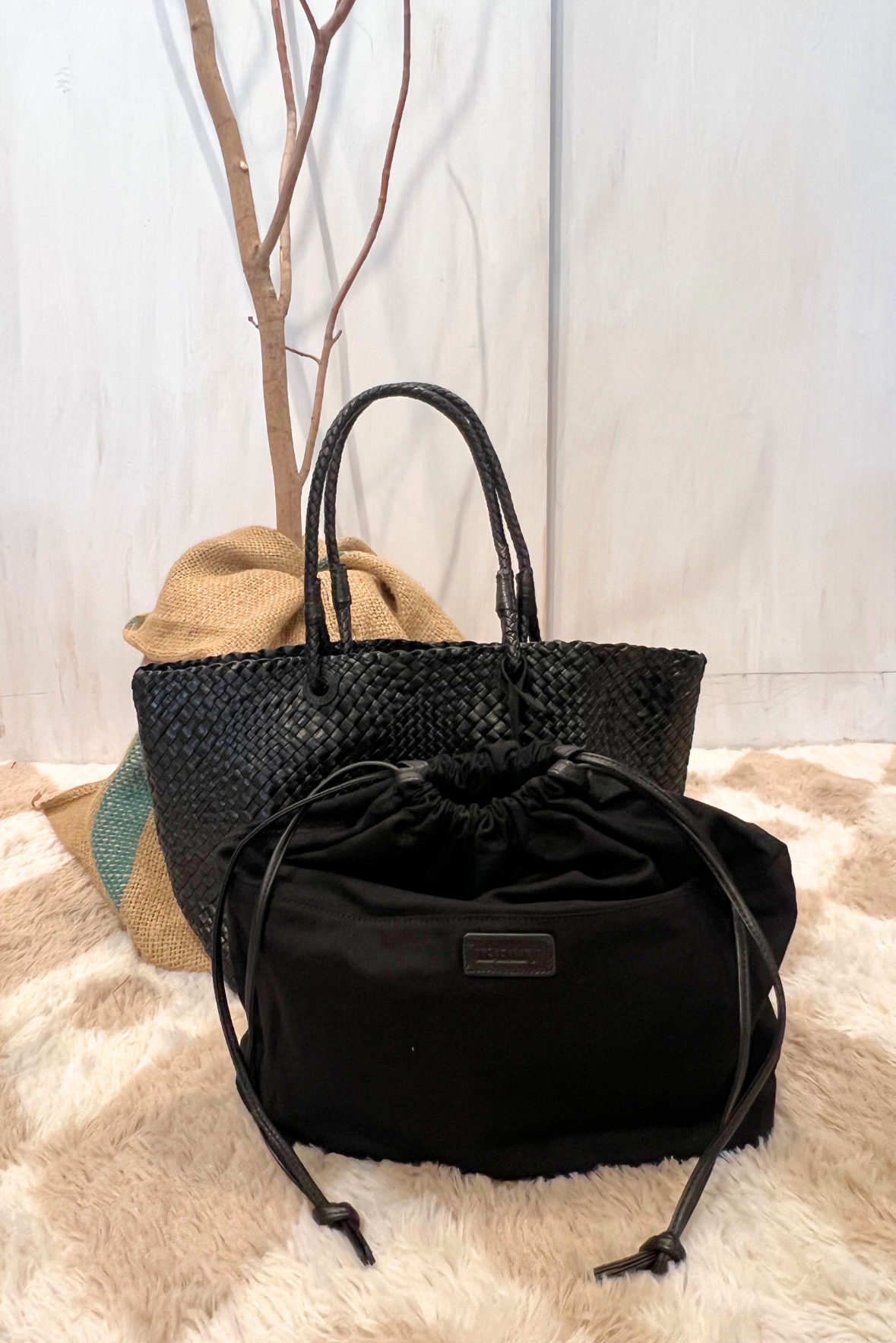 Shopper Bazika in pelle intrecciata