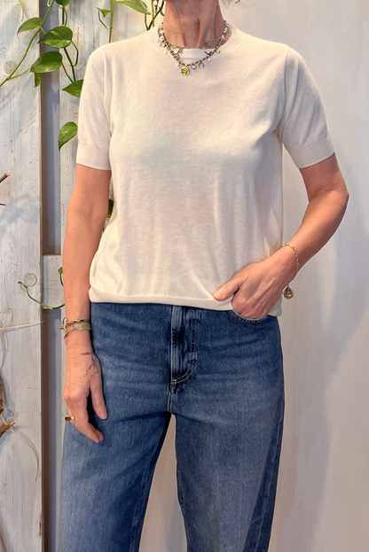 T-shirt in maglia misto seta