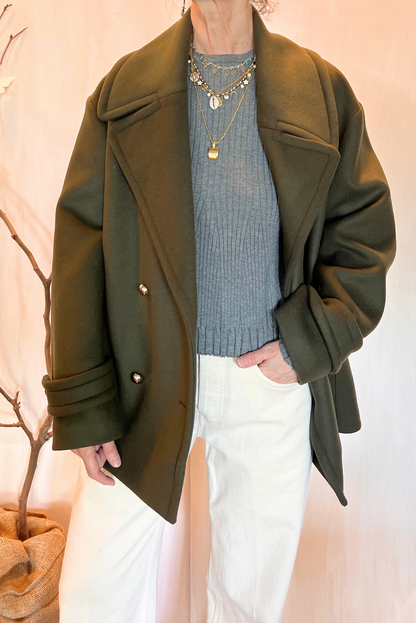 Peacoat a ovetto in lana