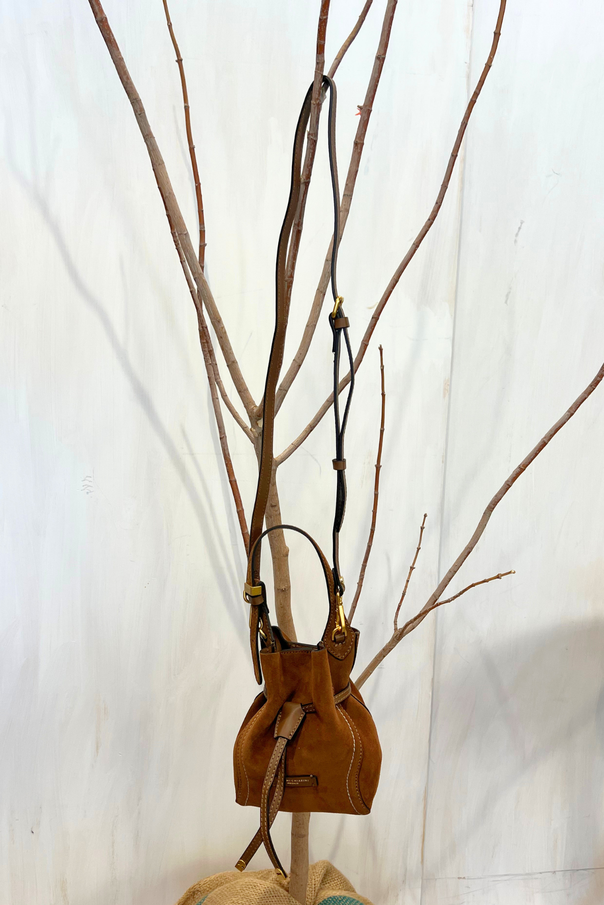 Secchiello Sienna in pelle scamosciata