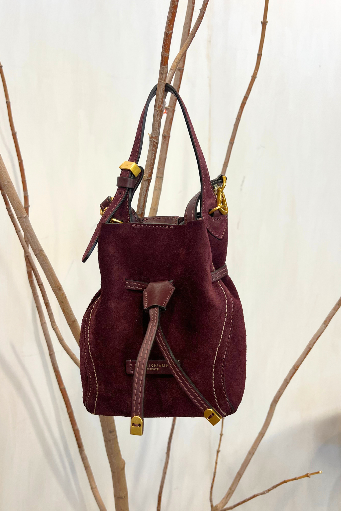 Secchiello Sienna in pelle scamosciata