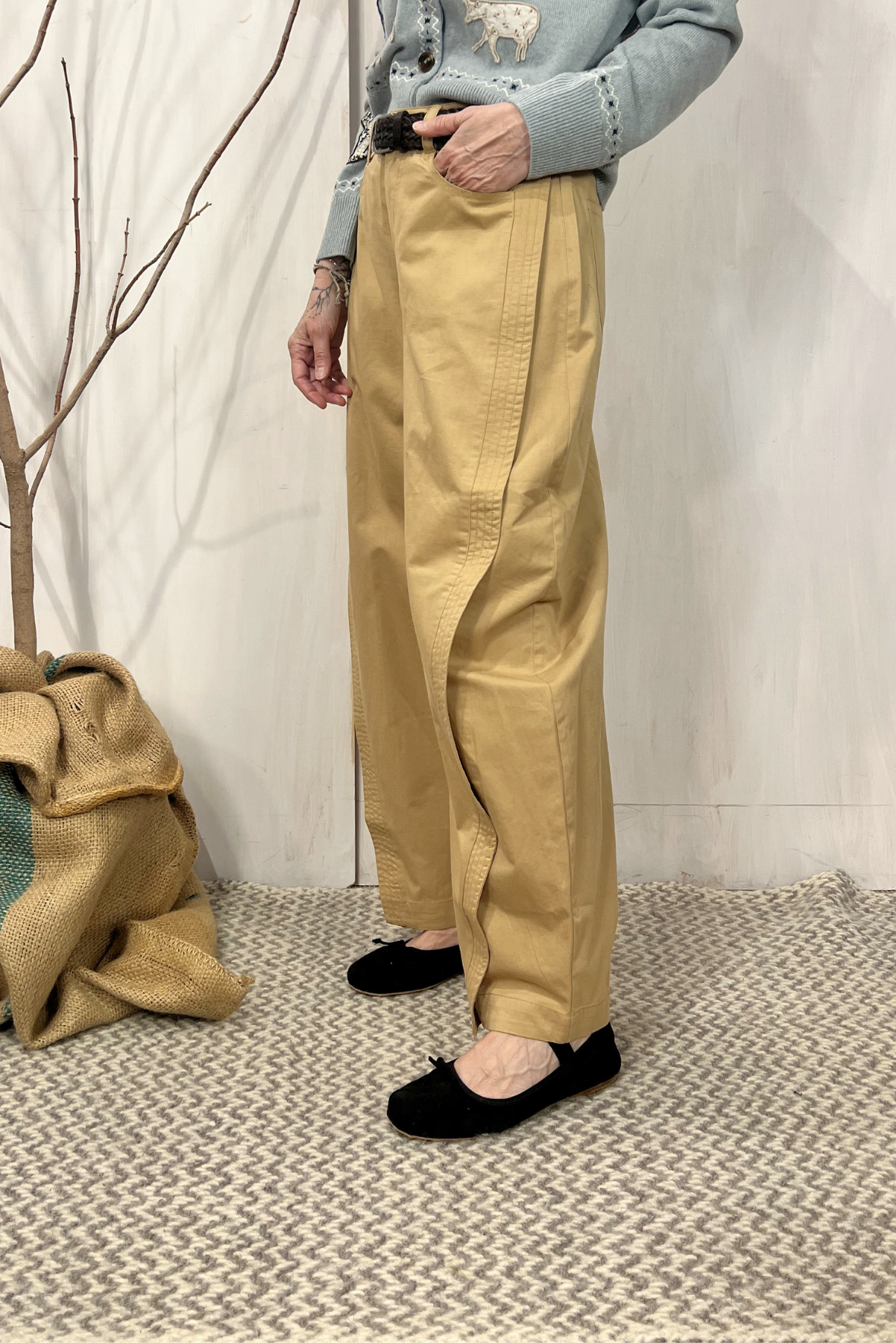 Pantalone balloon con cintura in pelle