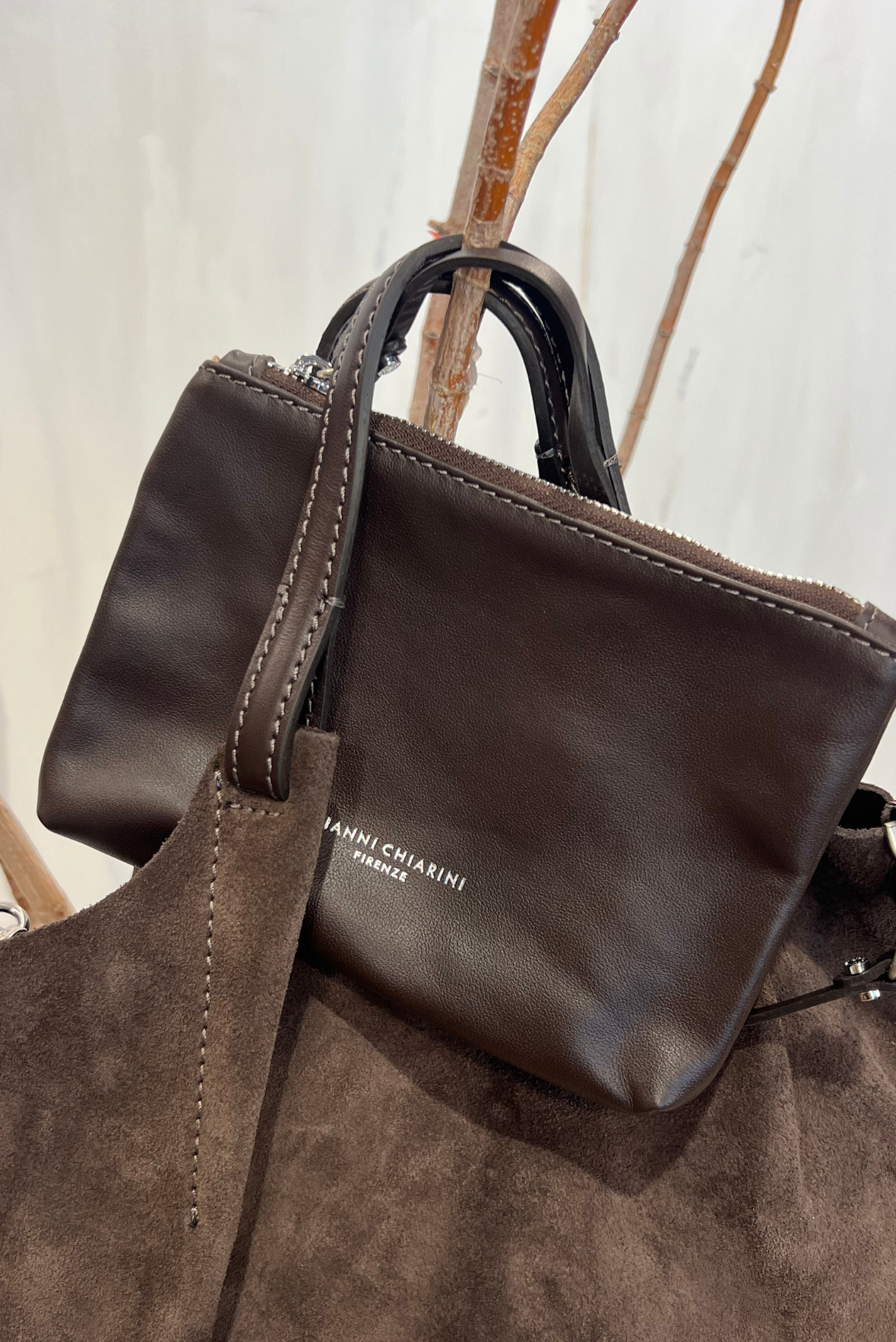Shopping Due piccola in pelle scamosciata