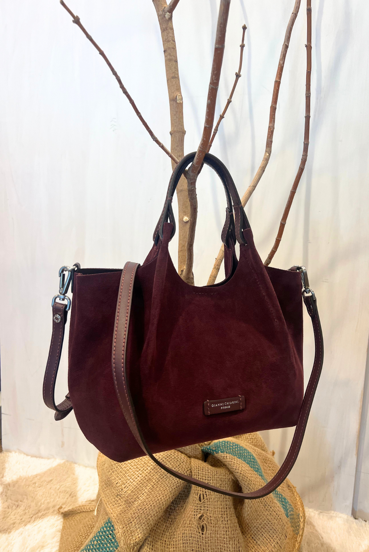 Shopping Due piccola in pelle scamosciata