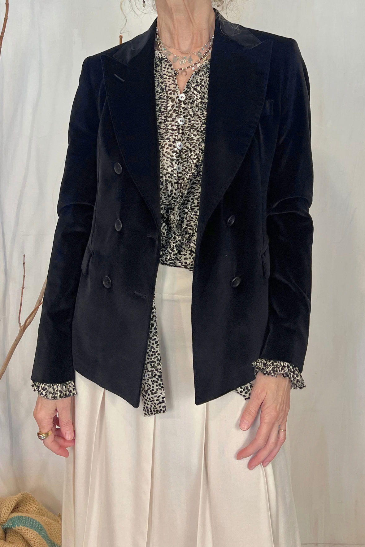 Blazer Coreen in velluto liscio