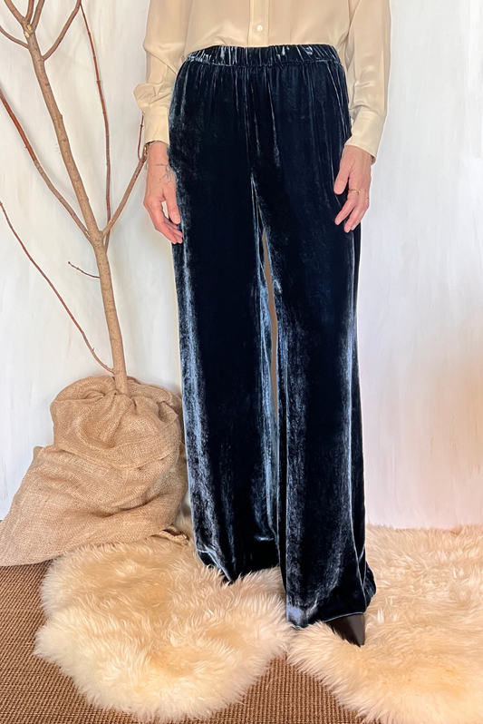 Pantalone in velluto misto seta