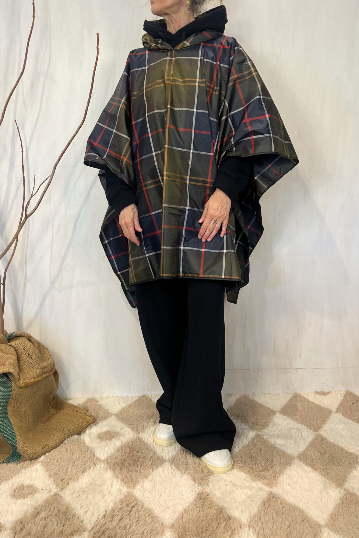 Poncho impermeabile tartan