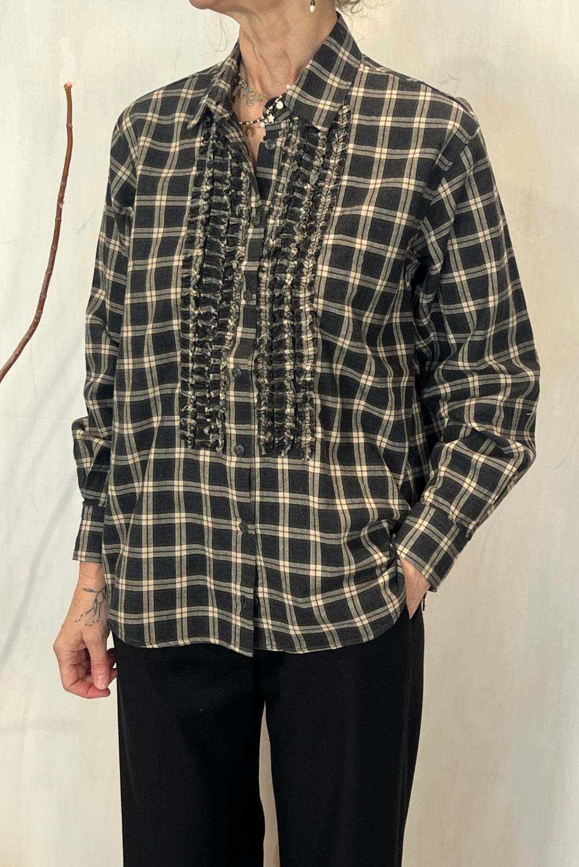 Camicia scozzese con ruches