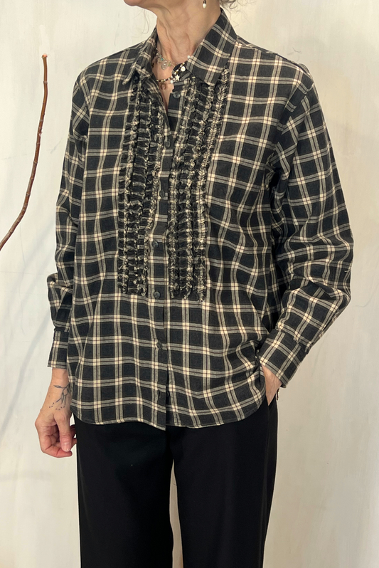 Camicia scozzese con ruches