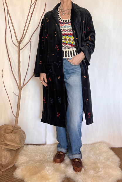 Cappotto in velluto ricami