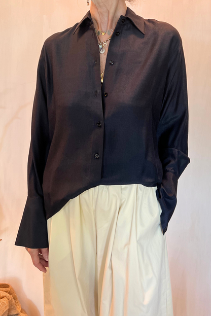 Camicia over in lana e seta