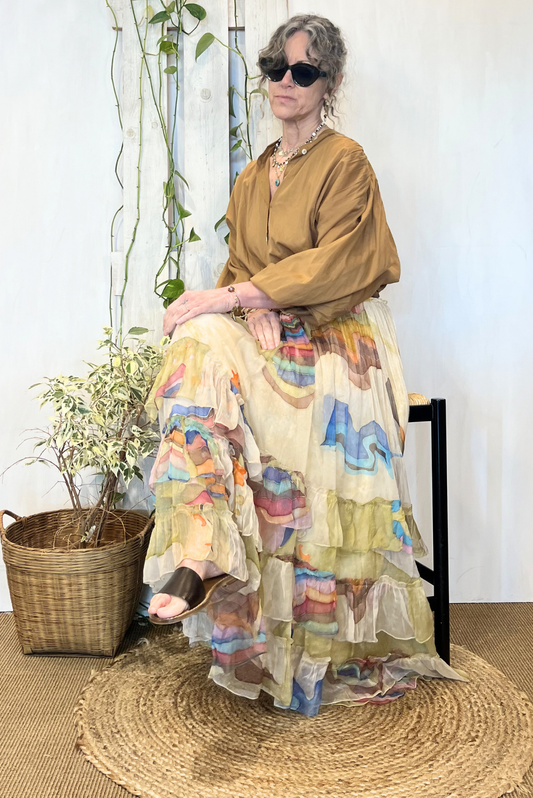 Gonna con balze in viscosa