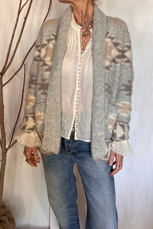Cardigan sciallato in alpaca