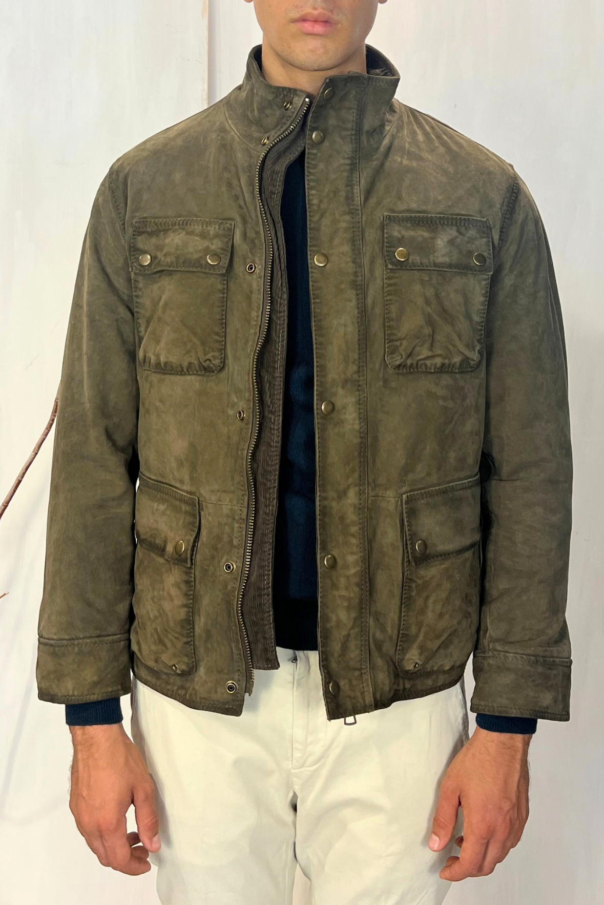 Field Jacket in pelle scamosciata