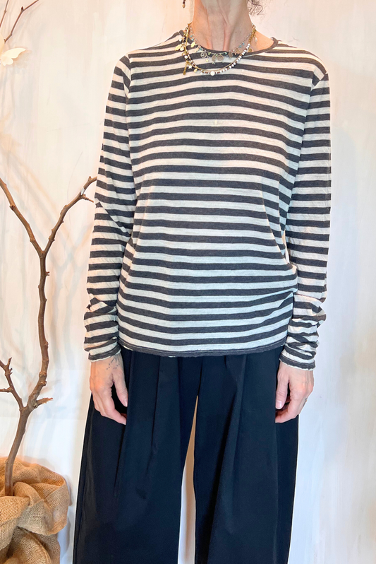T-shirt a righe misto lana