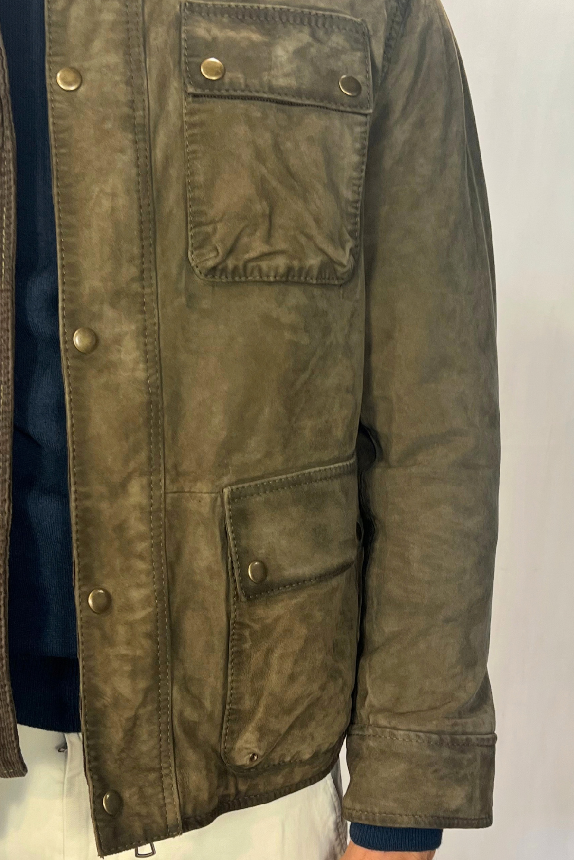 Field Jacket in pelle scamosciata