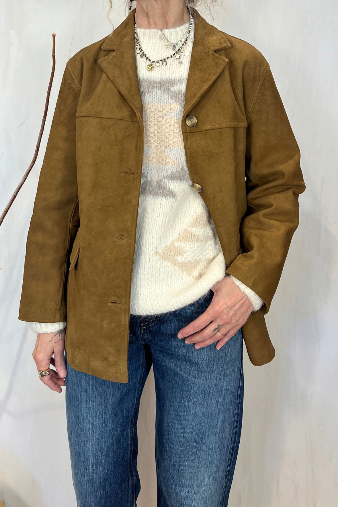 Blazer in pelle scamosciato