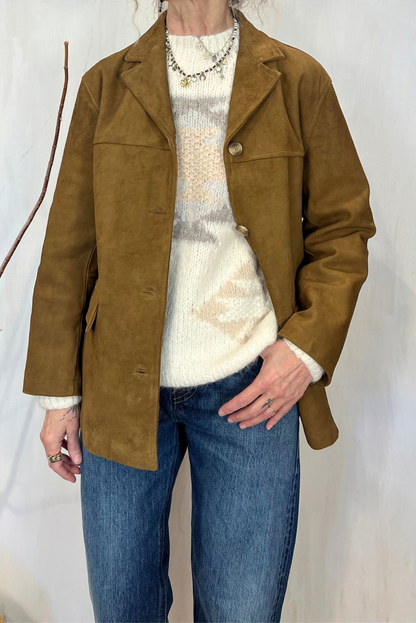 Blazer in pelle scamosciato