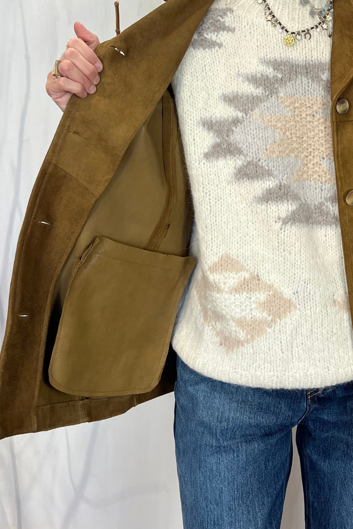 Blazer in pelle scamosciato