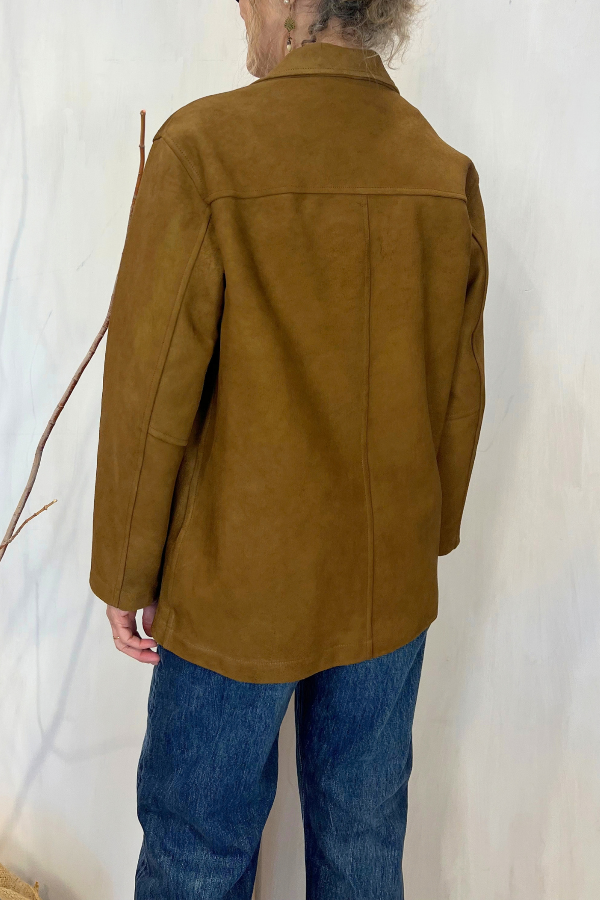 Blazer in pelle scamosciato