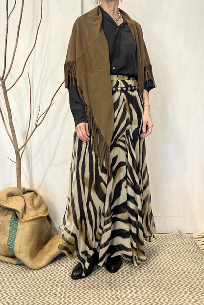 Scialle in pelle con frangine