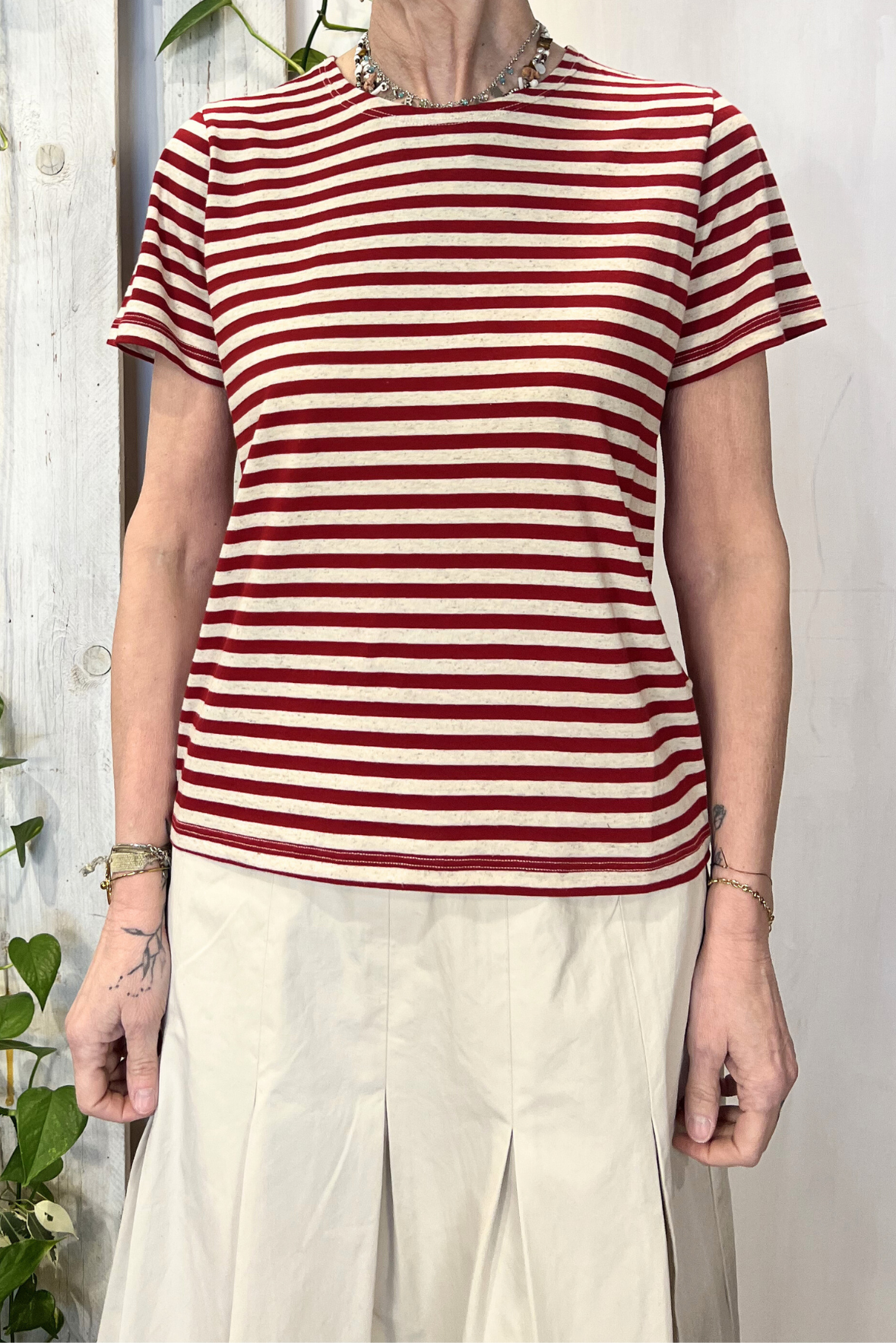 T-shirt in cotone misto lino