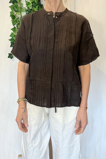 Camicia in lino con pizzo