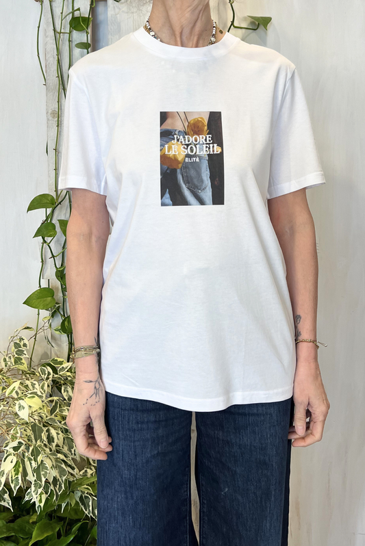 T-shirt con stampa e ricamo