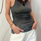 Top in lana vergine con pizzo