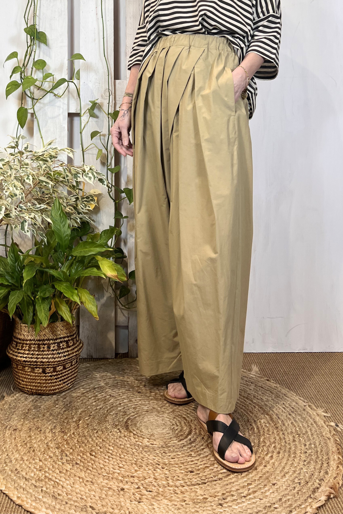 Pantalone a palazzo in popeline