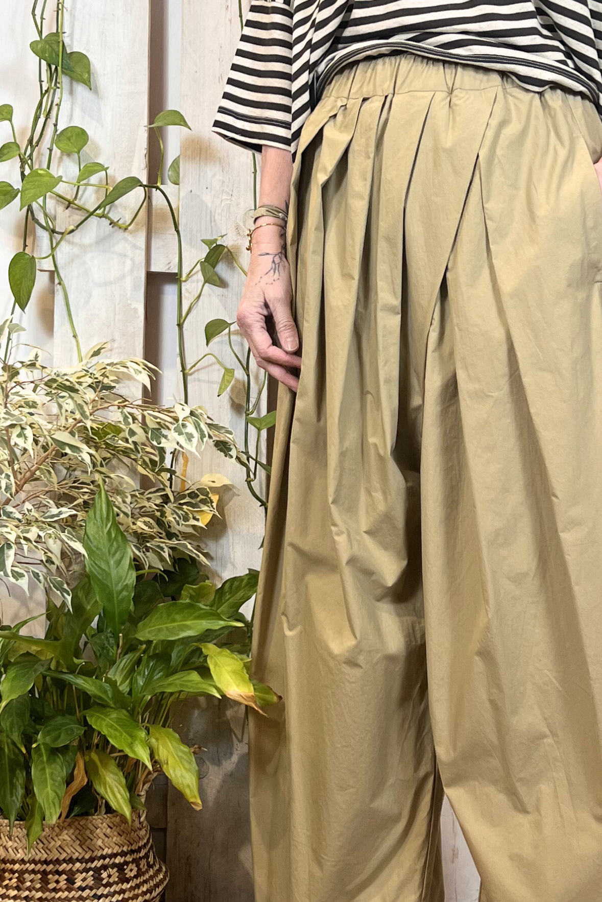 Pantalone a palazzo in popeline