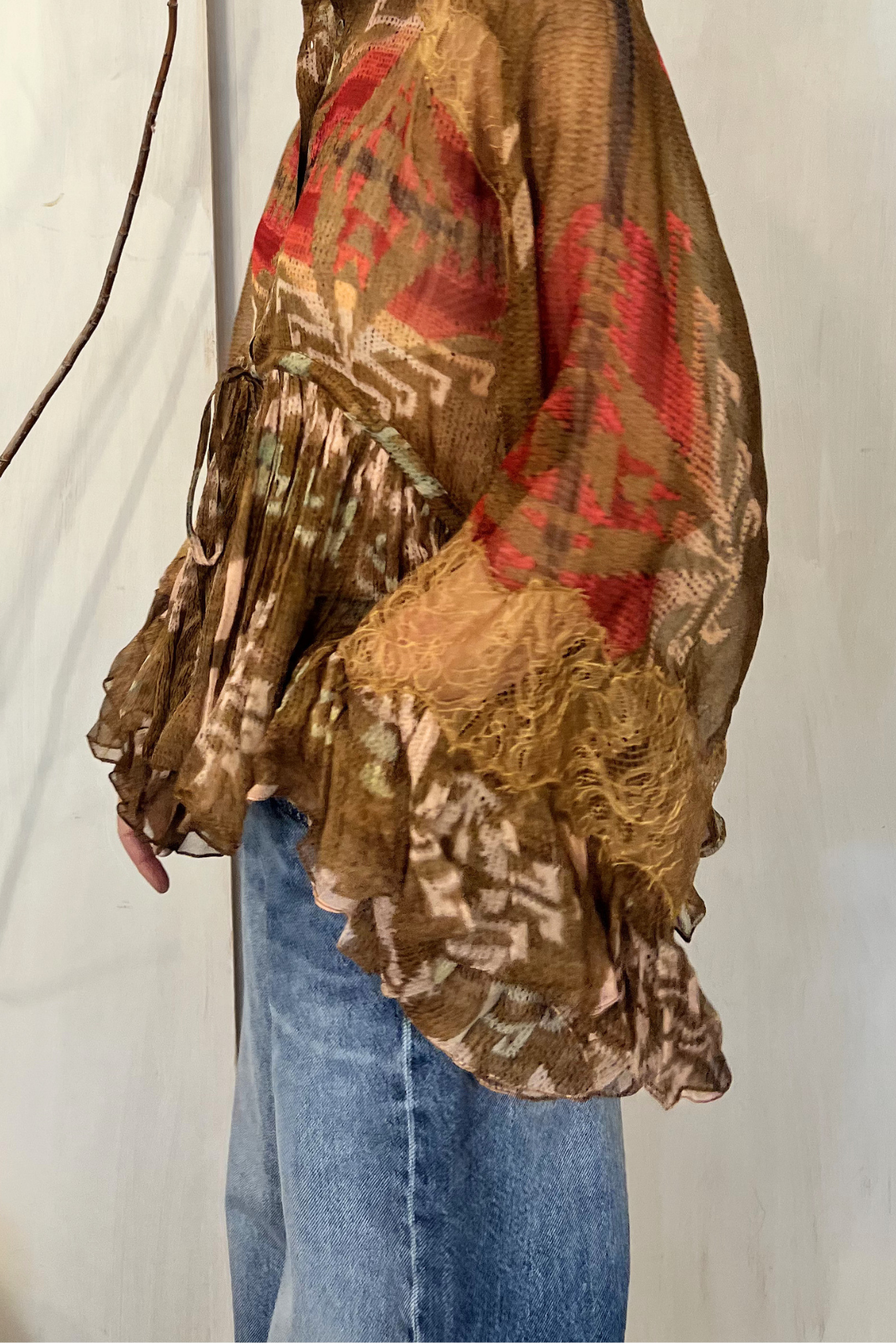 Blusa in viscosa e pizzo