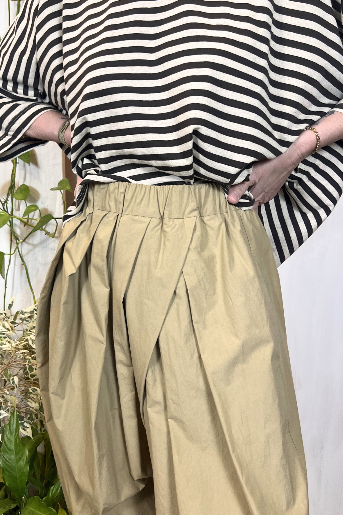 Pantalone a palazzo in popeline
