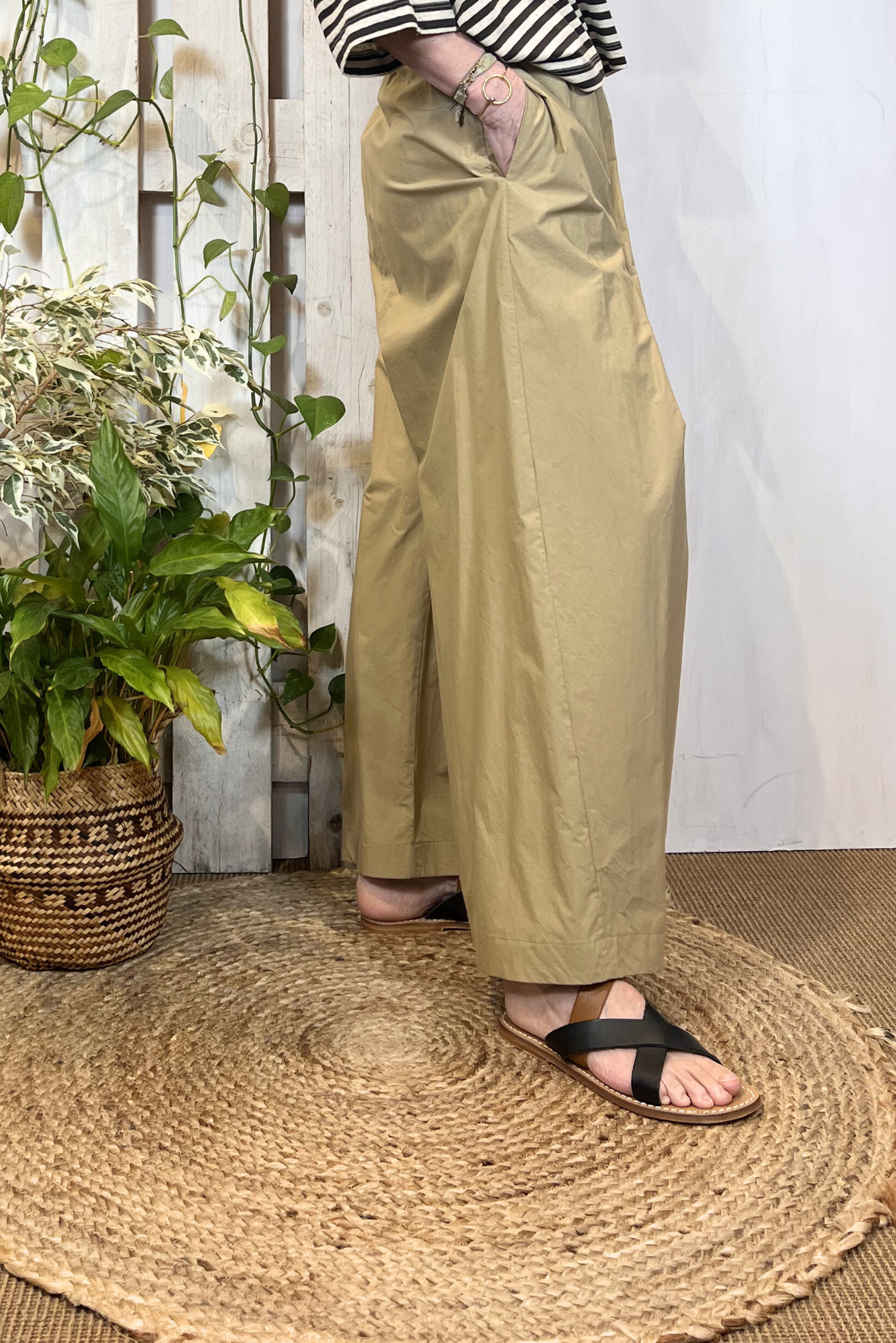 Pantalone a palazzo in popeline
