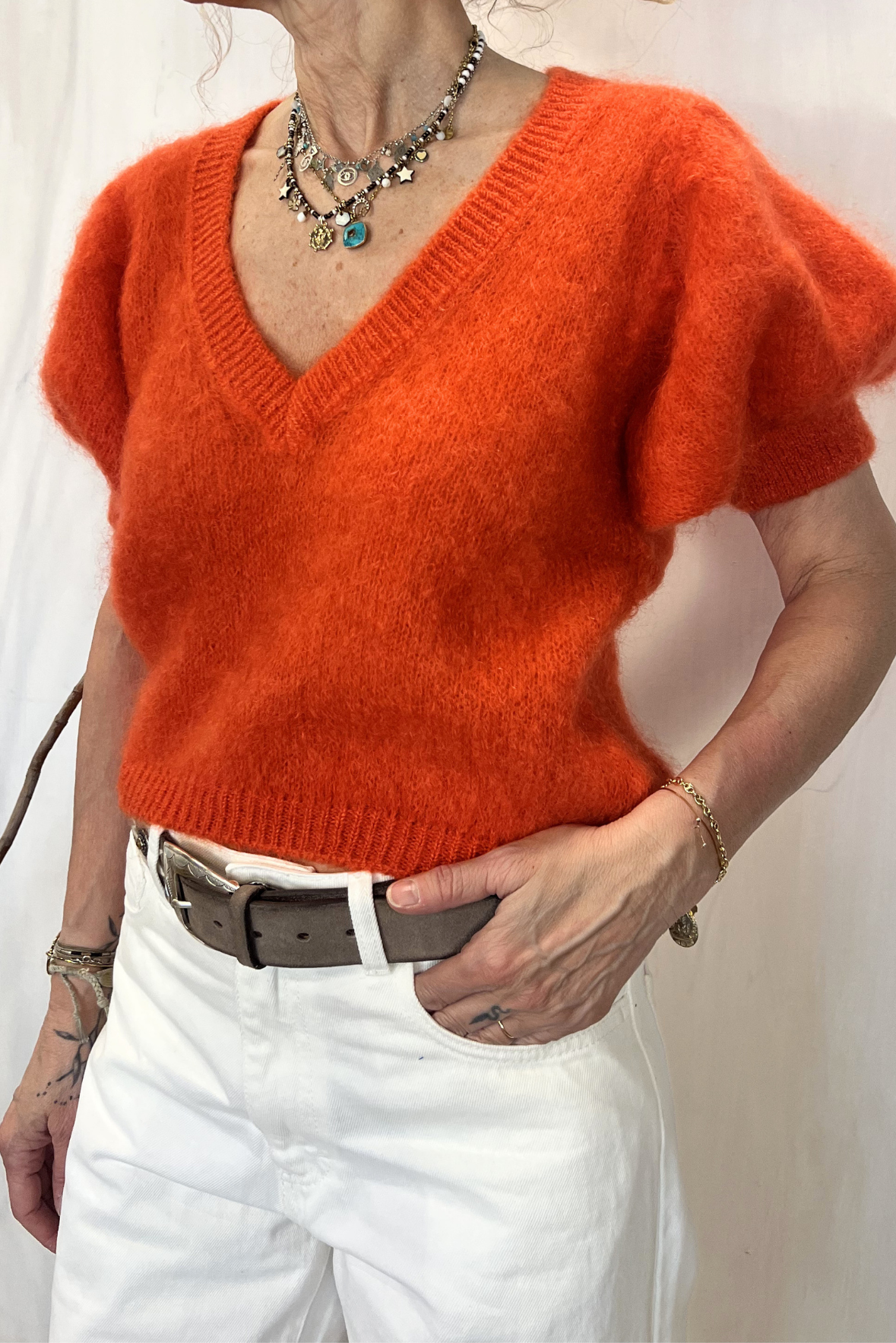 Maglia in mohair con maniche a sbuffo
