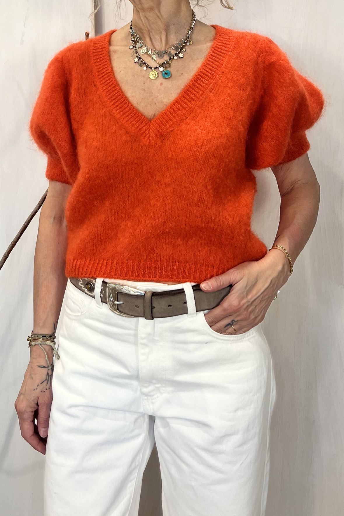Maglia in mohair con maniche a sbuffo