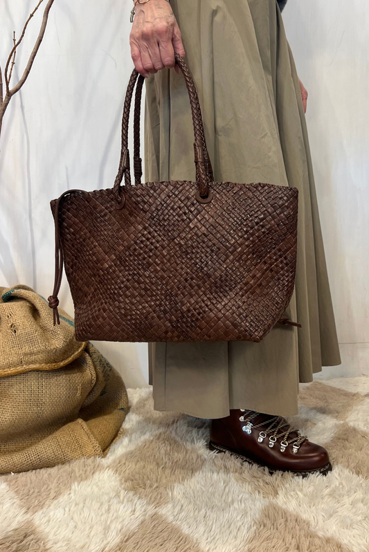 Shopper Bazika in pelle intrecciata