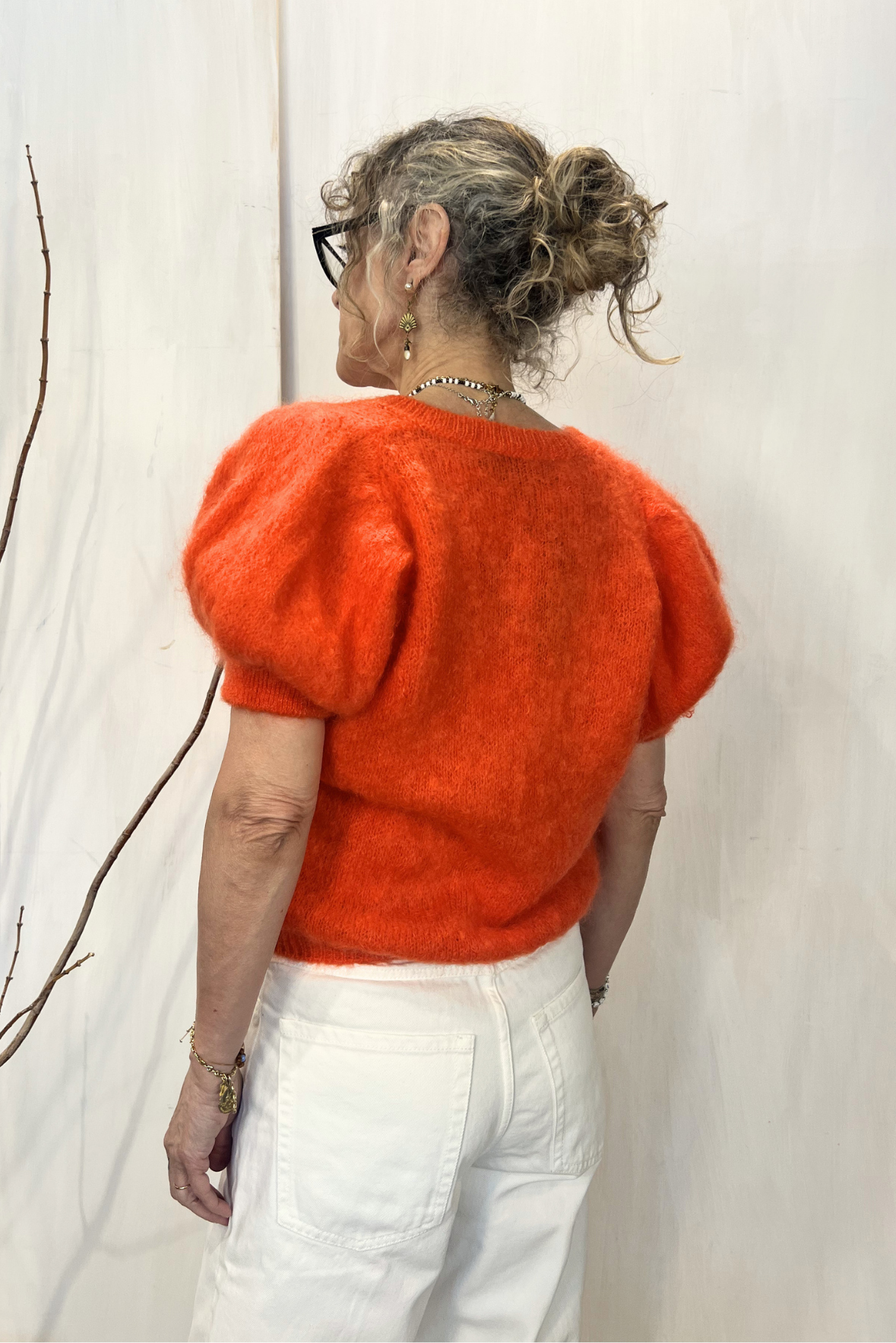 Maglia in mohair con maniche a sbuffo