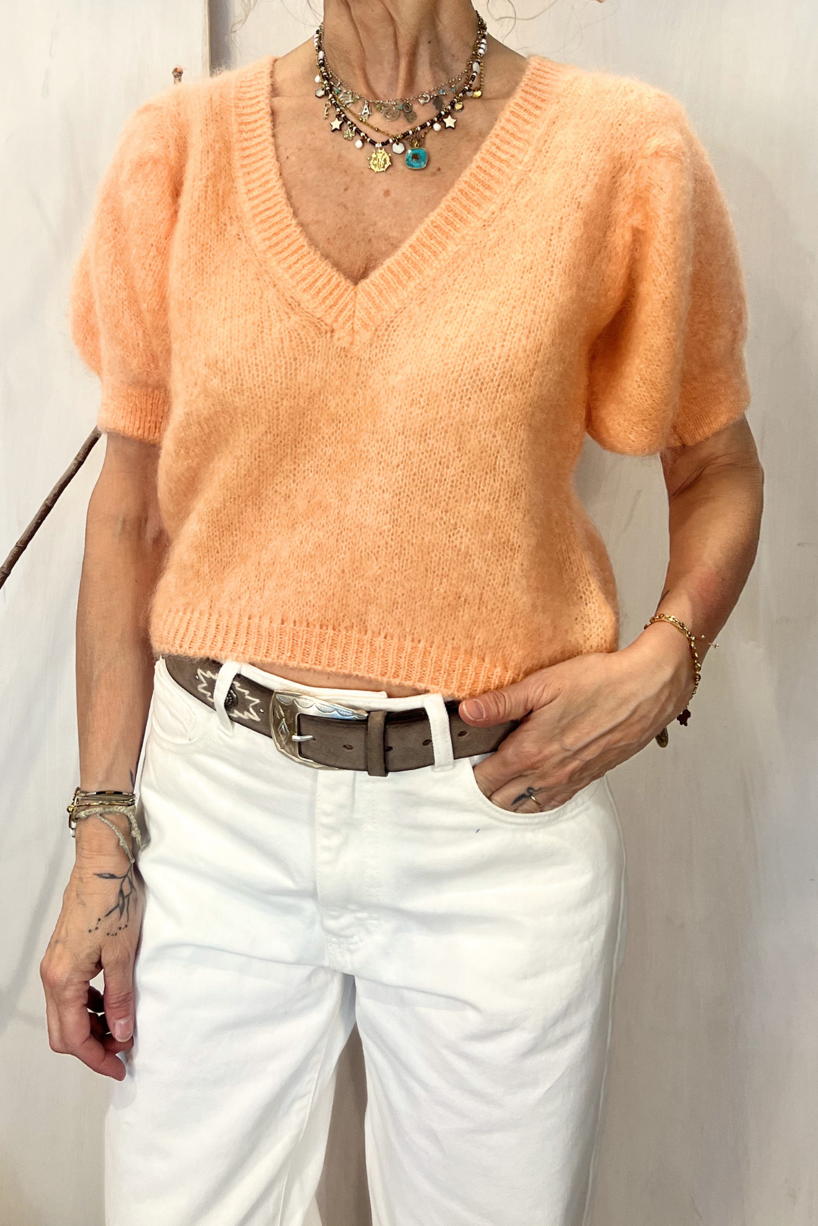 Maglia in mohair con maniche a sbuffo