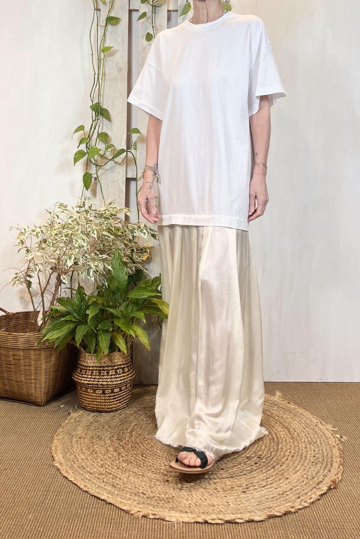 Abito lungo doppio tessuto