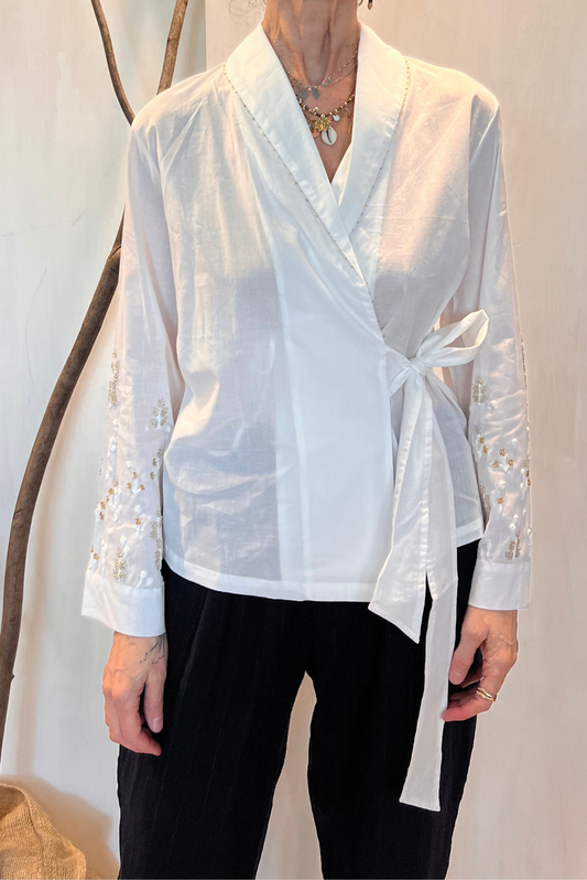 Camicia kimono con perline