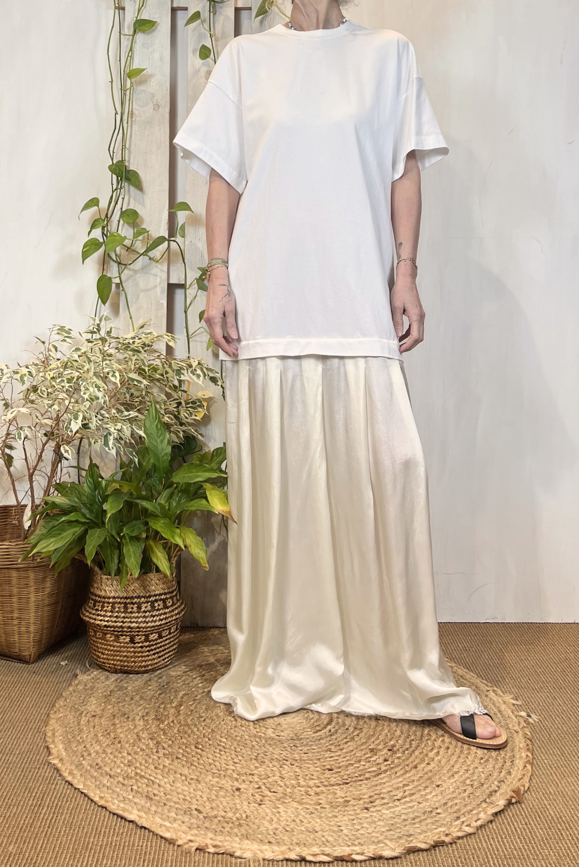 Abito lungo doppio tessuto