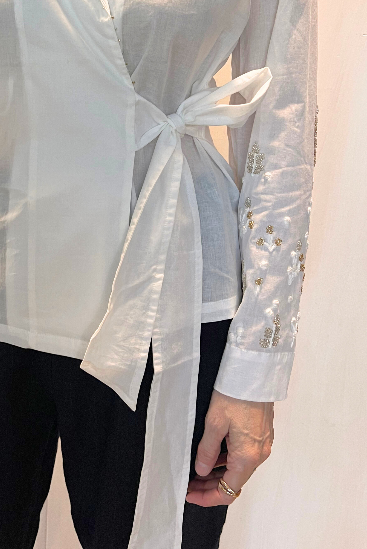 Camicia kimono con perline