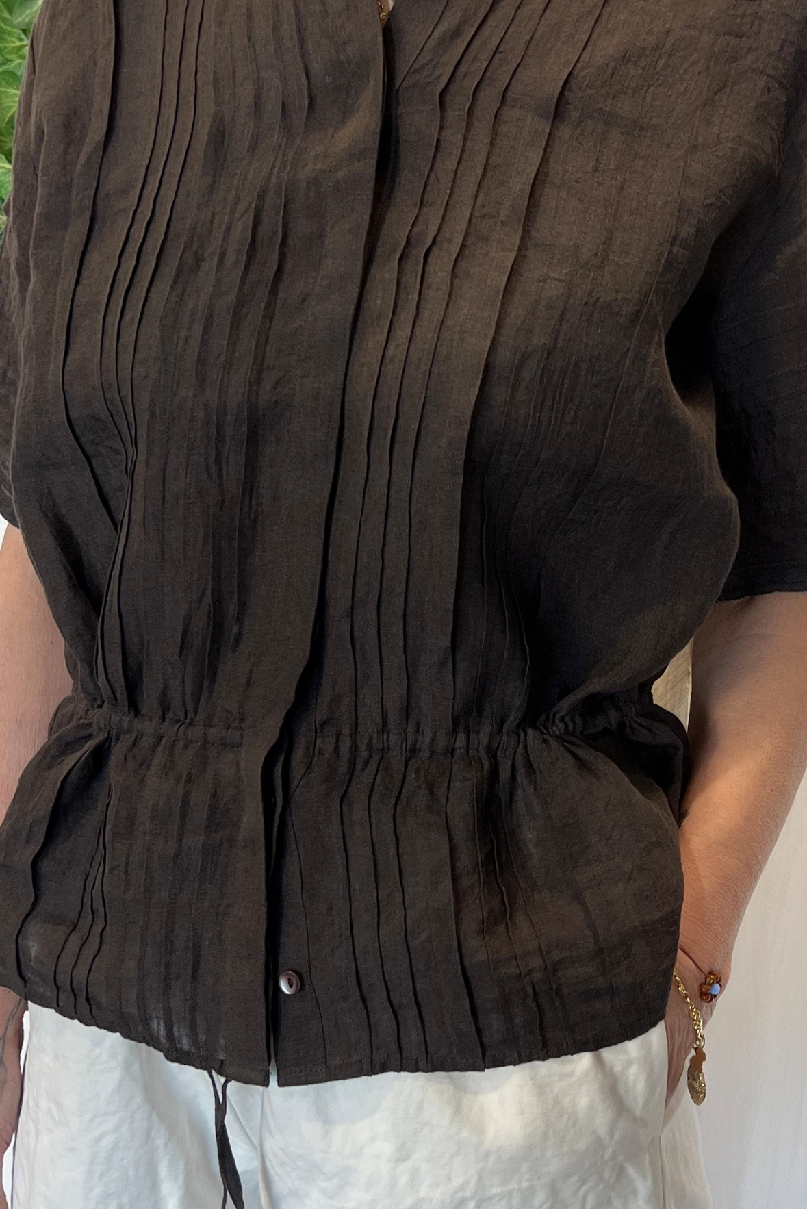 Camicia in lino con pizzo