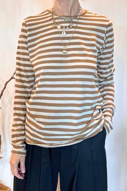 T-shirt a righe misto lana