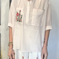 Camicia coreana a righe con ricami