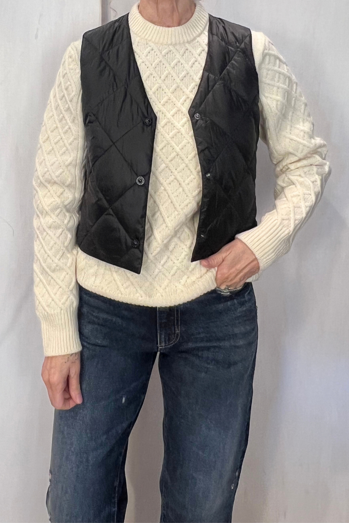 Gilet corto in piuma d'oca