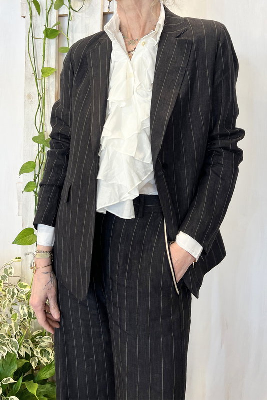 Blazer gessato in lino