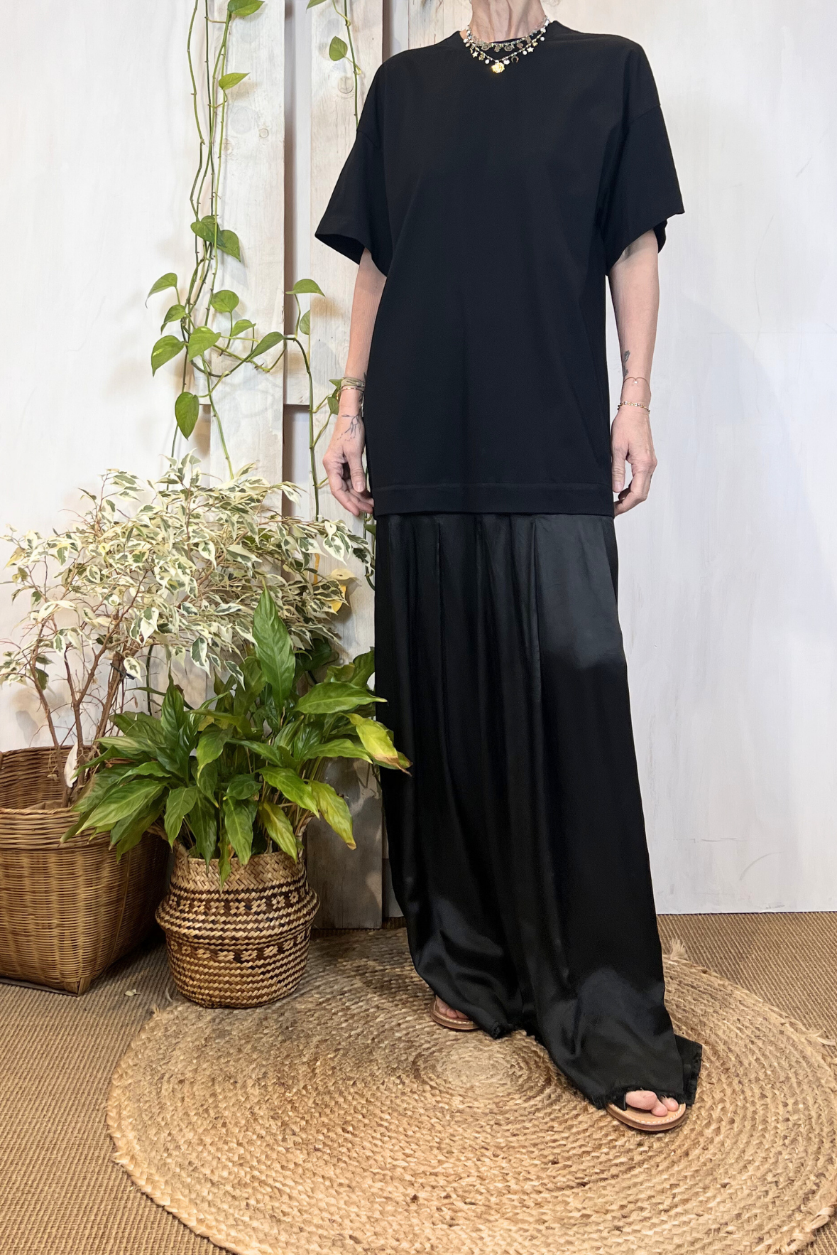 Abito lungo doppio tessuto